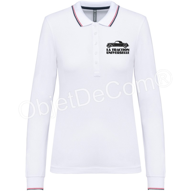 polo manches longues contrasté homme broderie TRACTION