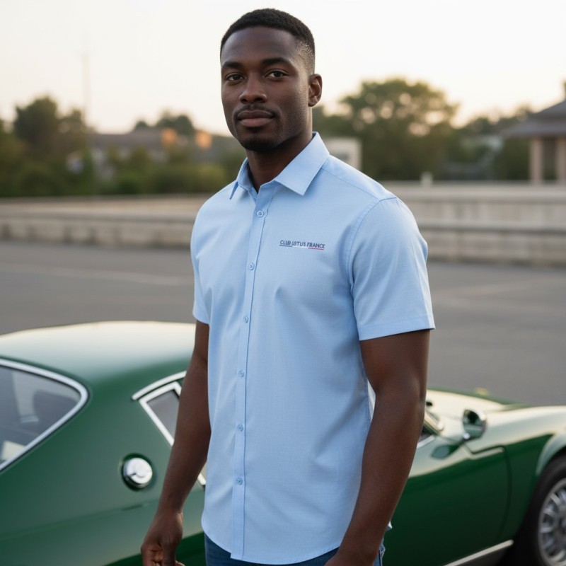 chemisette manches courtes homme personnalisée en broderie Lotus