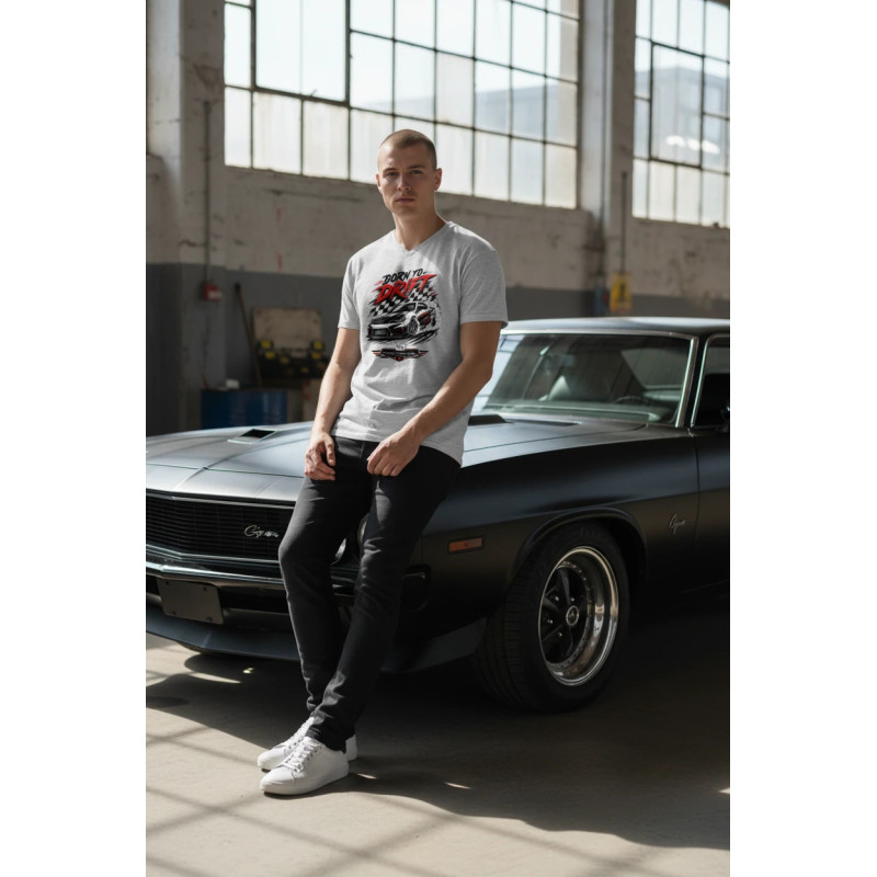 Tee shirt Bio col V Born To Drift MDC