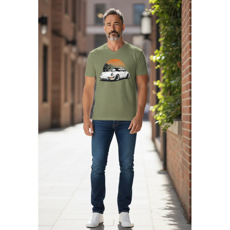 Tee shirt écoresponsable col slub Voiture Soleil MDC